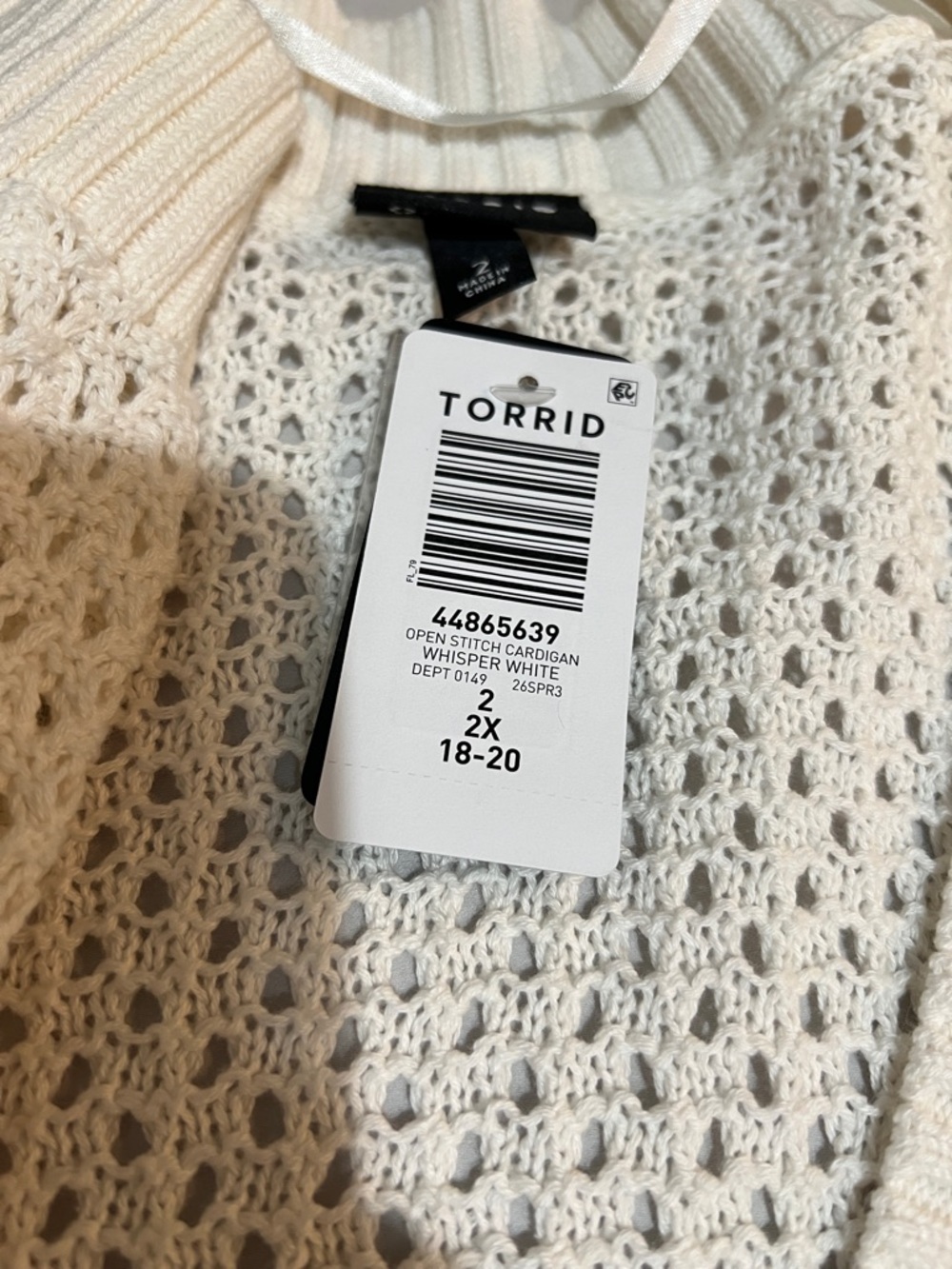 Torrid Whisper White Crochet Cotton Cardigan Sweater Size 2X Boho Coastal - Picture 4 of 10